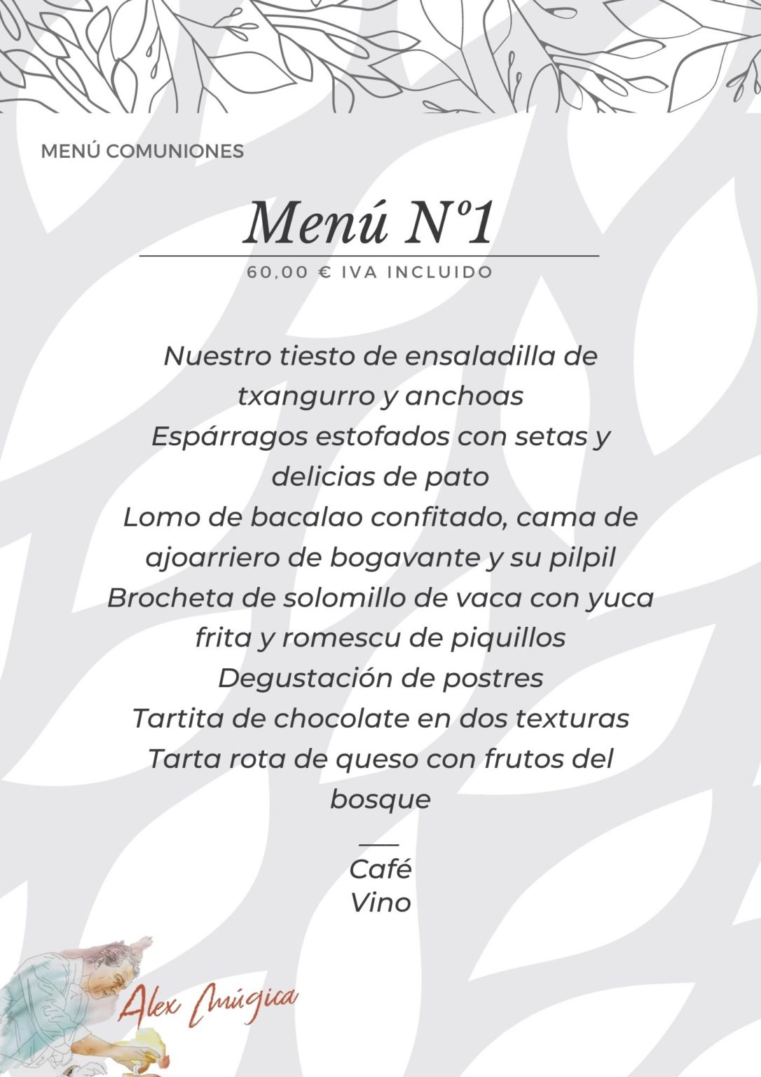 Menú comuniones Restaurante El Colegio